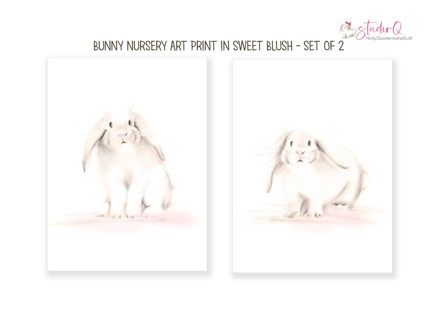 Bunny Nursery Art Prints - Set of 2 - Studio Q - Art by Nicky Quartermaine Scott