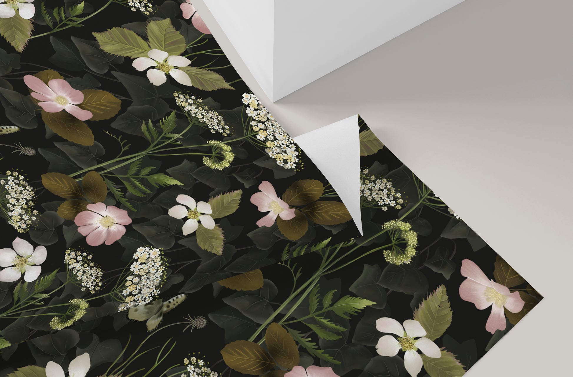 Bramble Floral Evergreen Wrapping Paper - Studio Q - Art by Nicky Quartermaine Scott