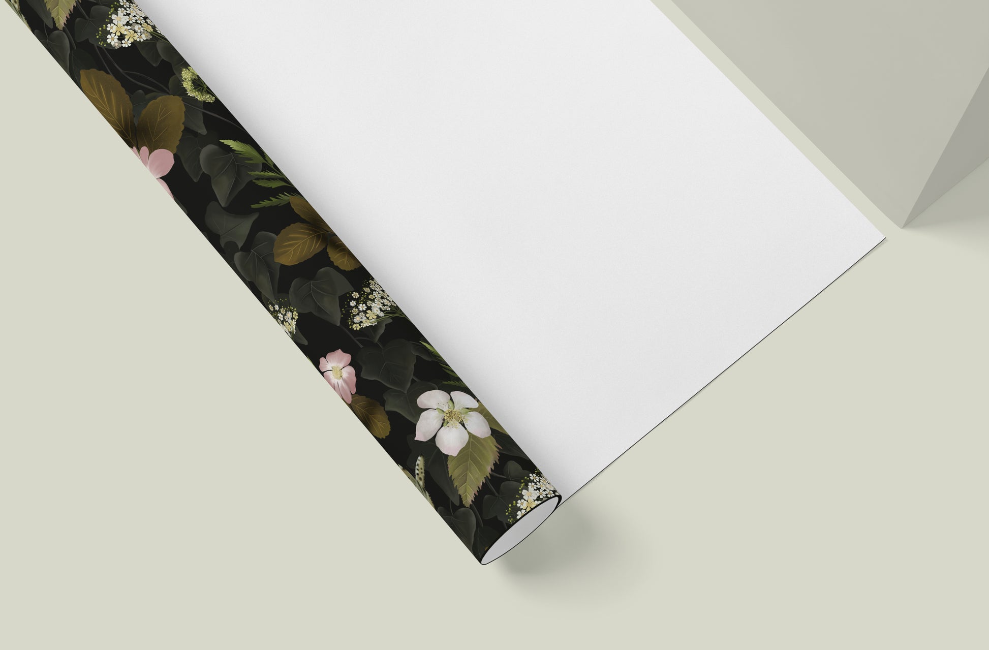 Bramble Floral Evergreen Wrapping Paper - Studio Q - Art by Nicky Quartermaine Scott
