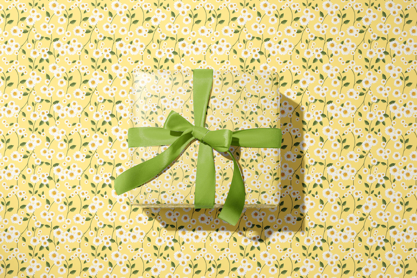 Daisy Flowers in Yellow Wrapping Paper- Studio Q - Art by Nicky Quartermaine Scott