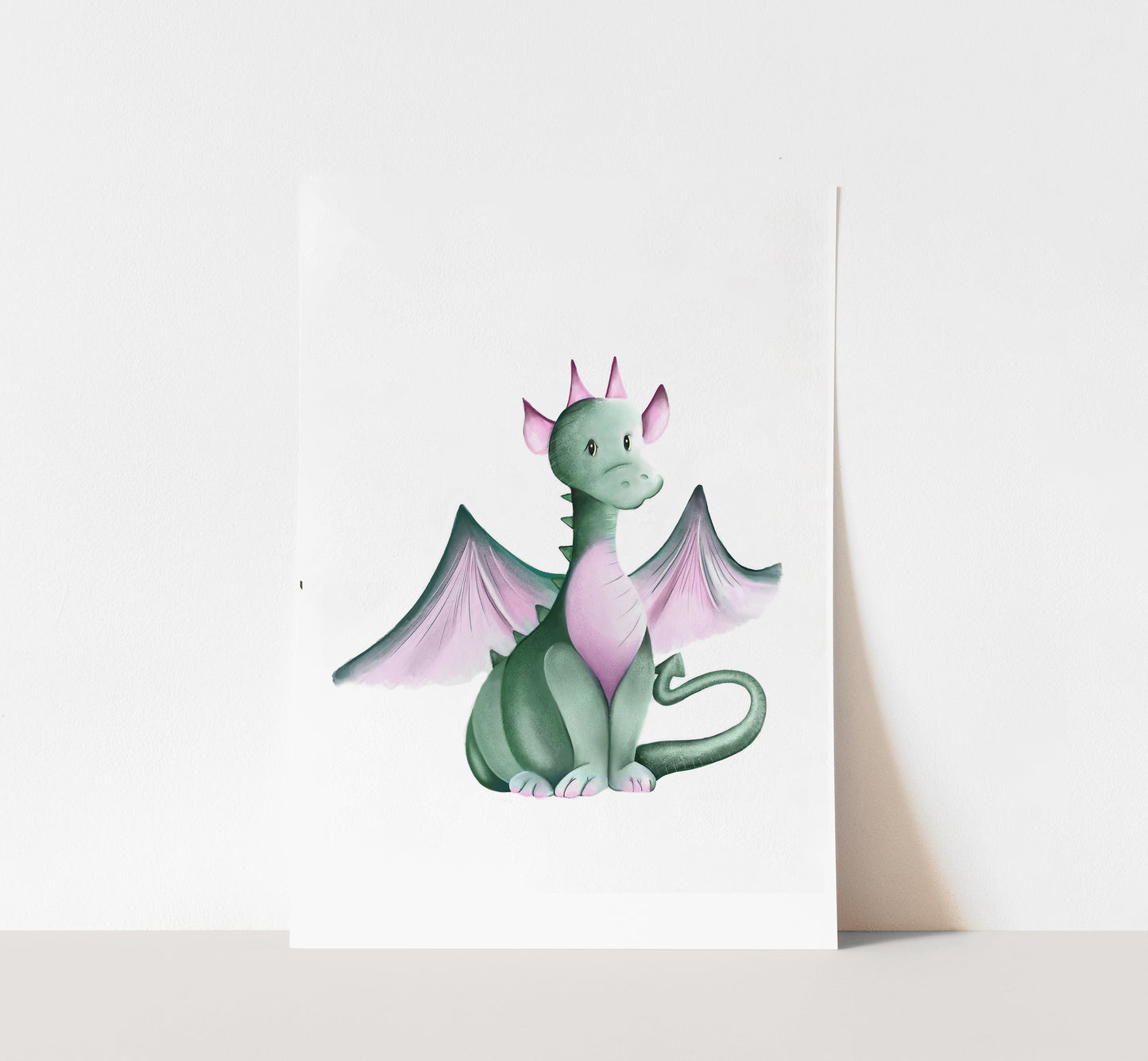 Green and Pink Dragon Nursery Art Print - Studio Q - Art by Nicky Quartermaine Scott