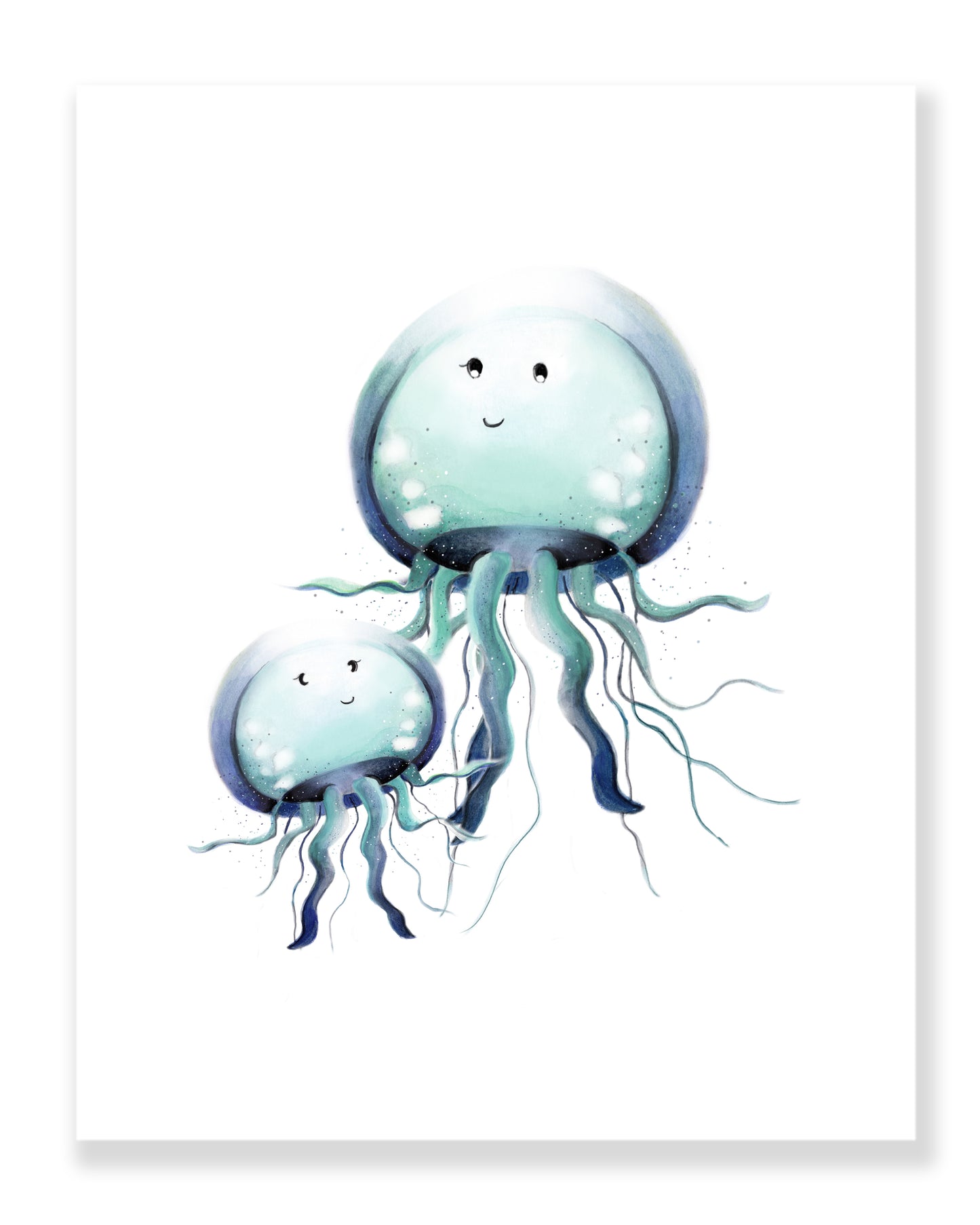 Mother and Baby Jellyfish Nursery Print- Studio Q - Art by Nicky Quartermaine Scott