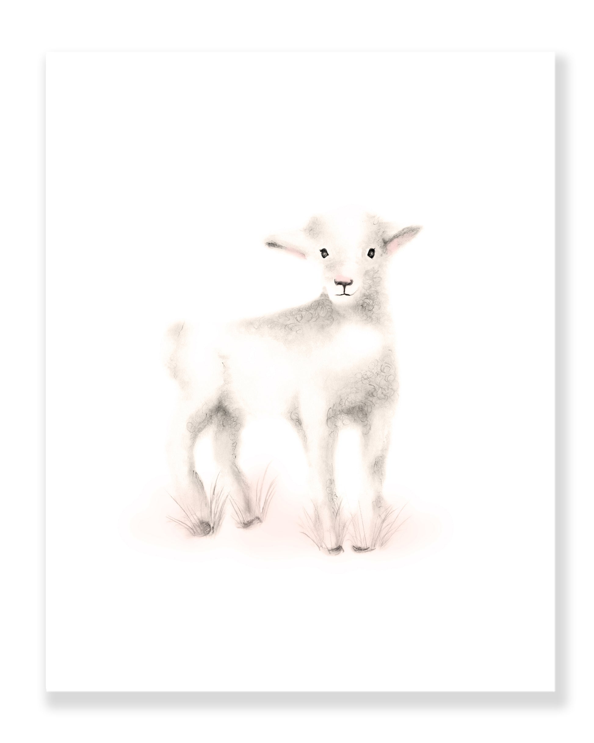 Lamb Nursery Art Print in Sweet Blush- Studio Q - Art by Nicky Quartermaine Scott