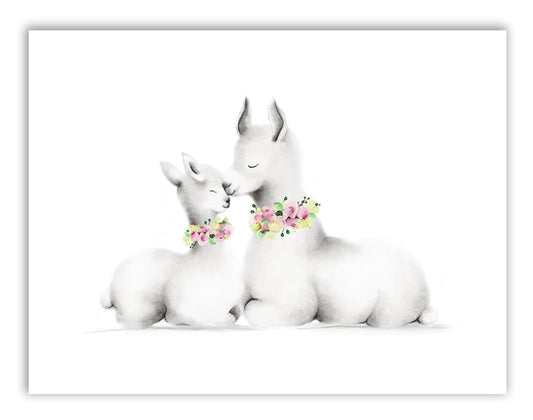 Llama Mama and Baby Print - Studio Q - Art by Nicky Quartermaine Scott