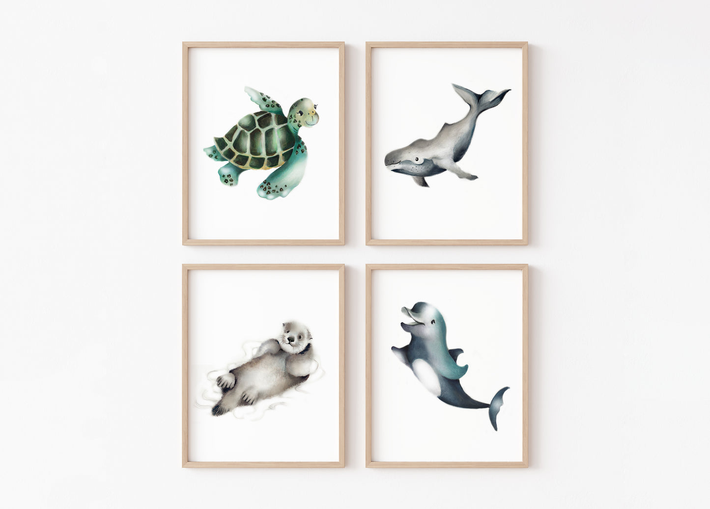 Ocean Animal Nursery Prints - Set of 4 - Studio Q - Art by Nicky Quartermaine Scott