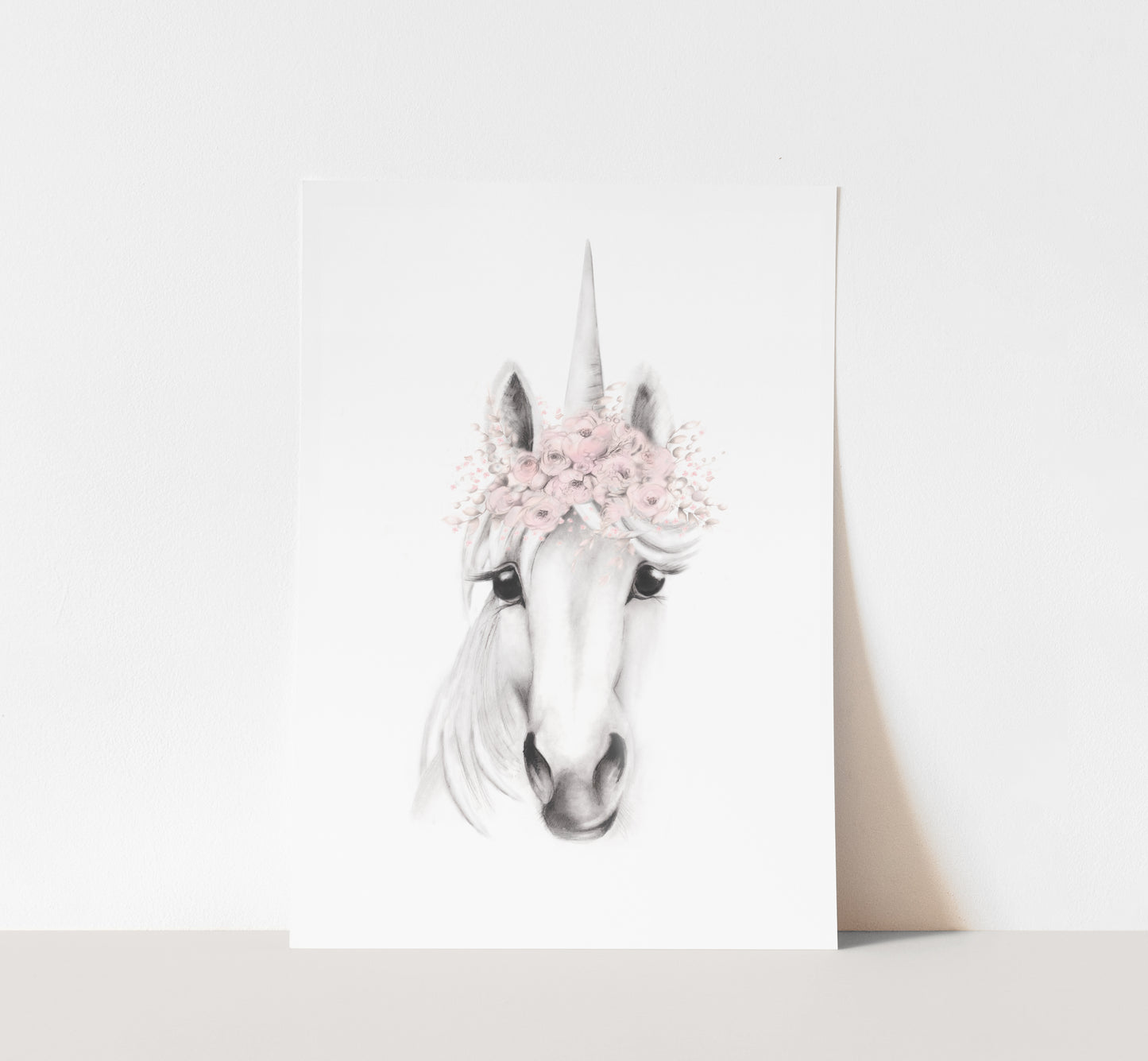 Unicorn with Blush Flower Crown Print- Studio Q - Art by Nicky Quartermaine Scott