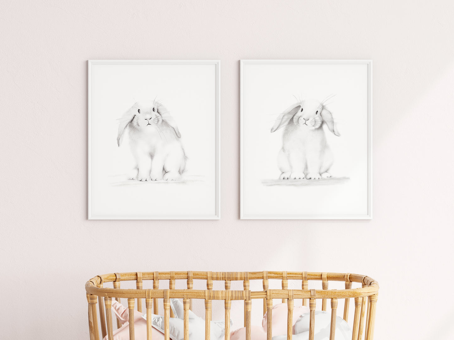 Bunnies Sketch Art Prints - Set of 2  Studio Q - Art by Nicky Quartermaine Scott