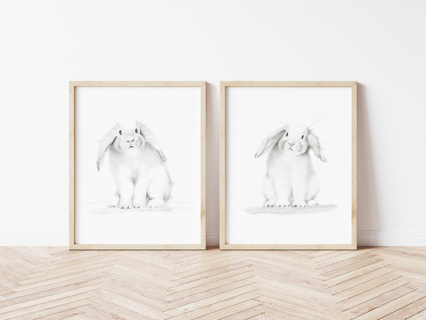 Bunnies Sketch Art Prints - Set of 2  Studio Q - Art by Nicky Quartermaine Scott