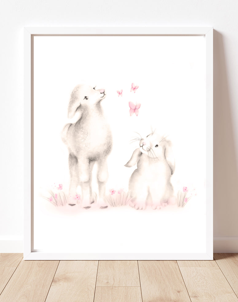 Lamb and Bunny - Sweet Blush - Studio Q - Art by Nicky Quartermaine Scott