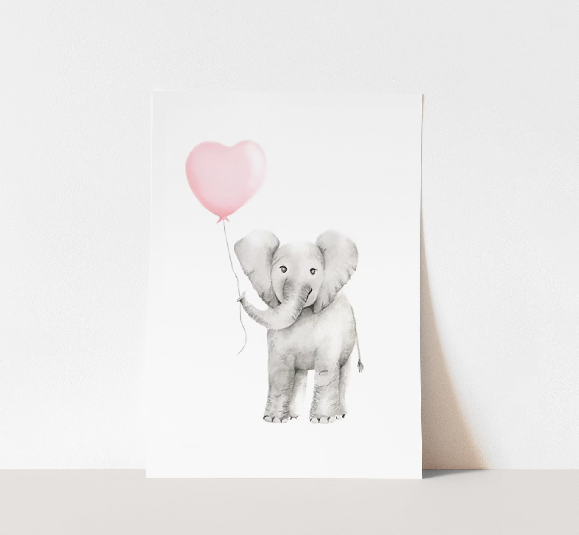 Baby Elephant with Heart Balloon Print - Studio Q - Art by Nicky Quartermaine Scott