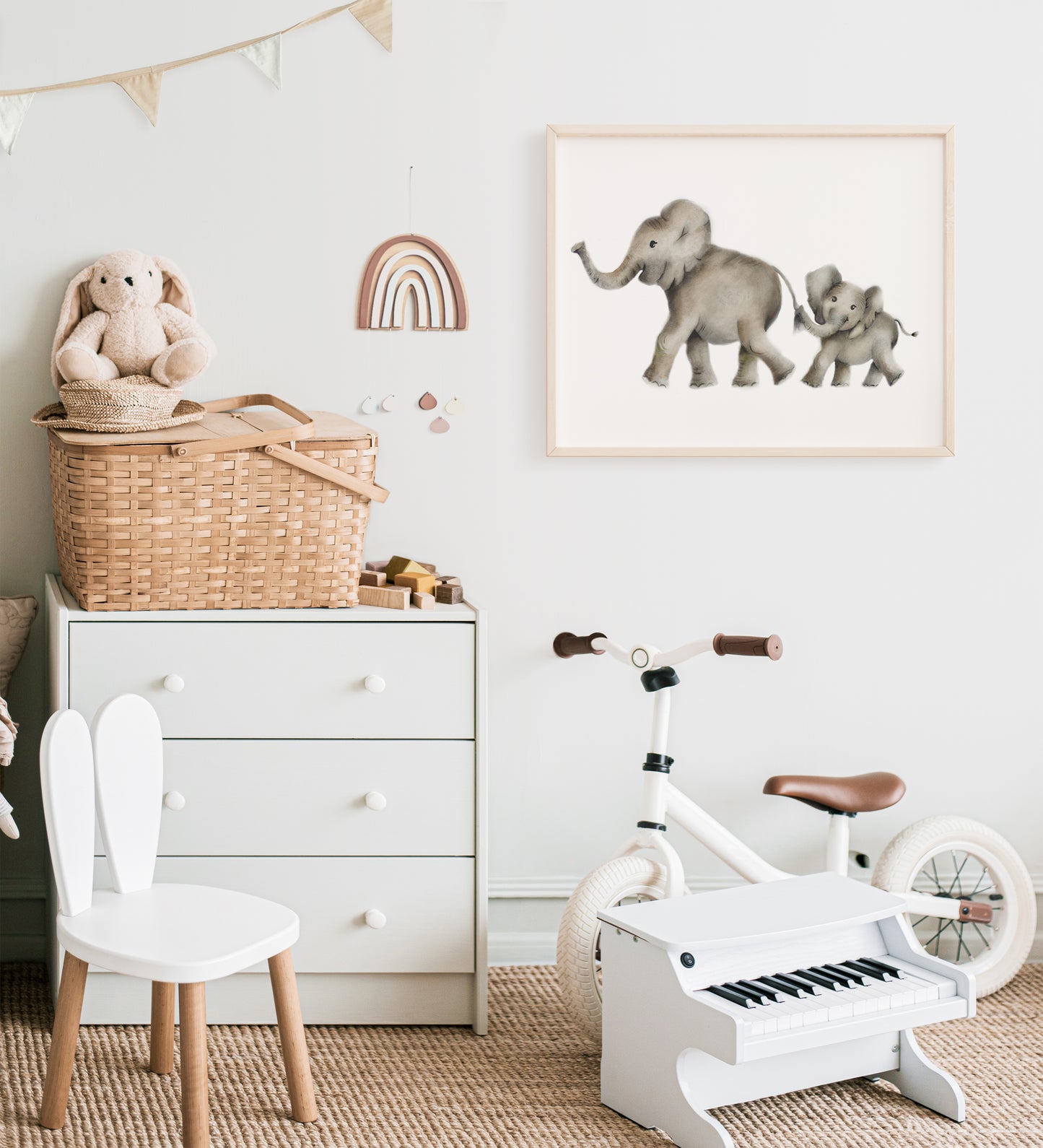 Mother and Baby Elephant Nursery Art Print