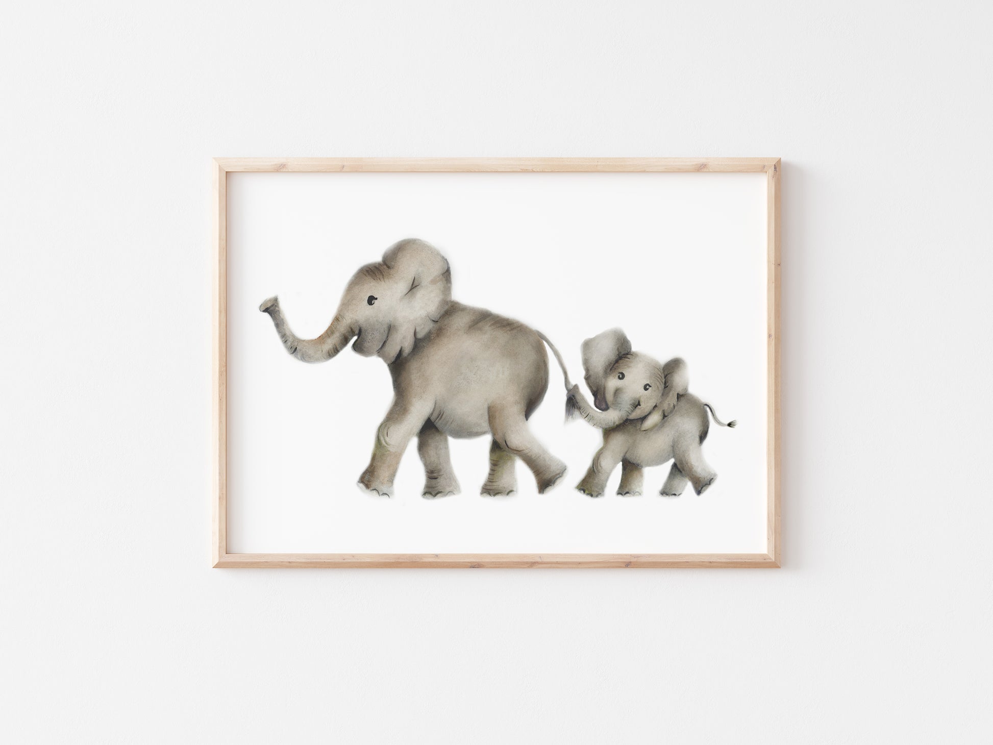 Mother and Baby Elephant Nursery Art Print - Studio Q - Art by Nicky Quartermaine Scott