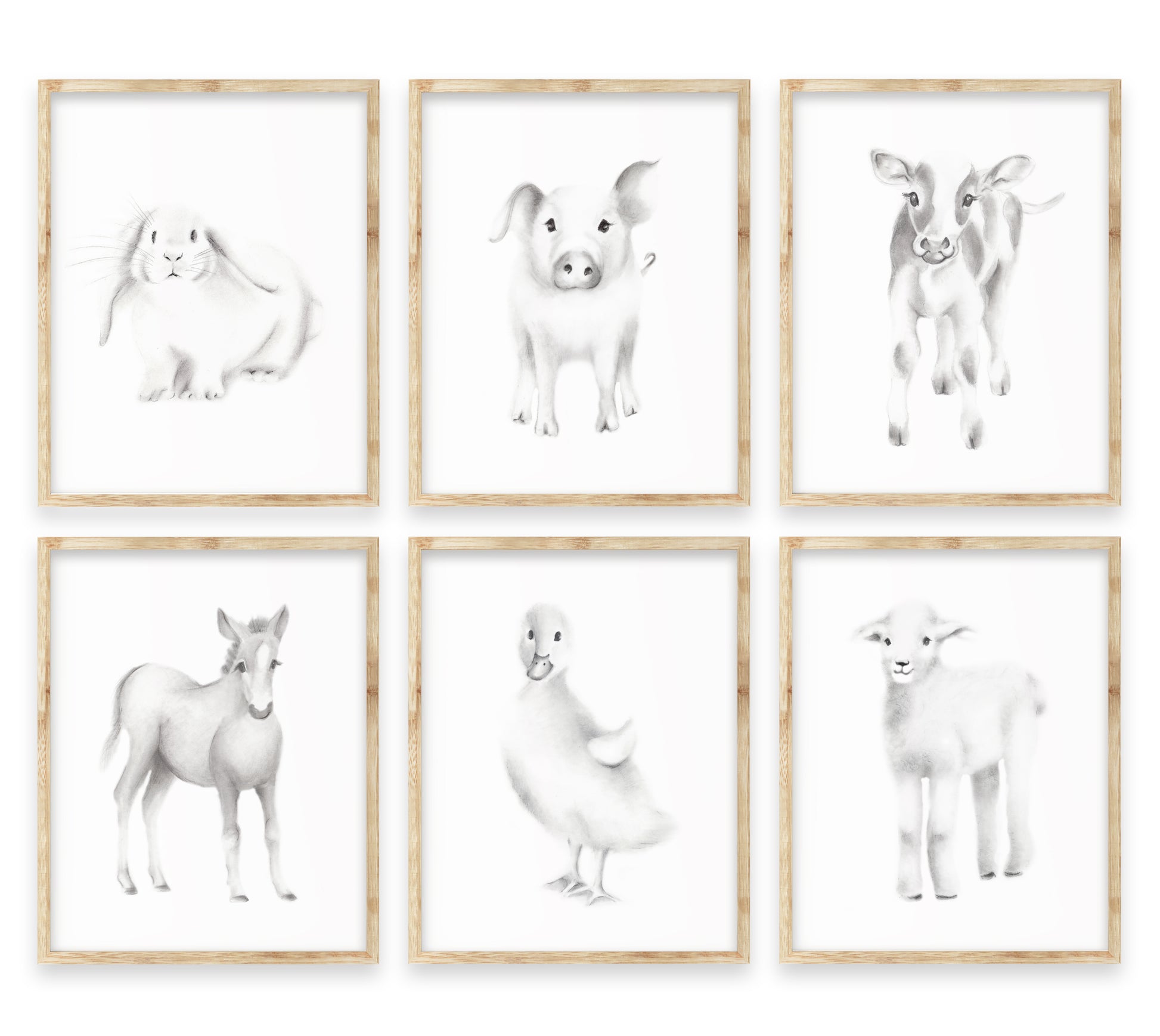 Farmhouse Sketch Nursery Prints - Set of 6 - Set of 4 - Studio Q - Art by Nicky Quartermaine Scott