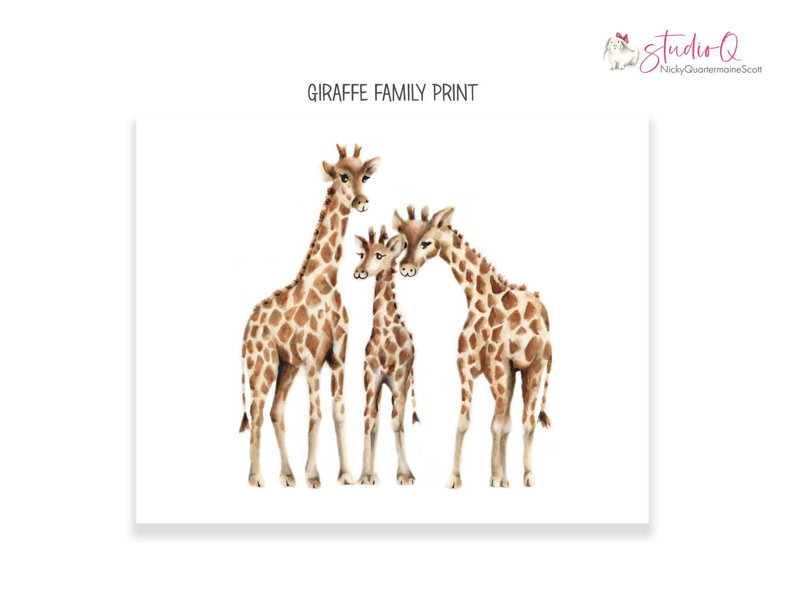 Giraffe Family Nursery Art Print - Studio Q - Art by Nicky Quartermaine Scott