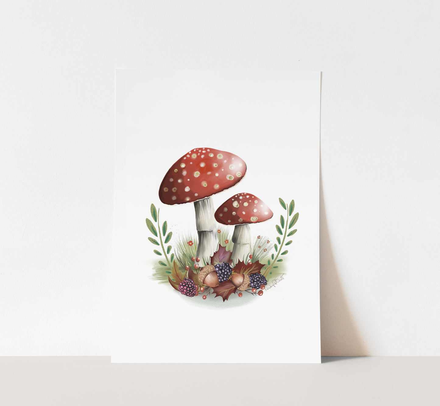 Mushroom Toadstool Print - Studio Q - Art by Nicky Quartermaine Scott