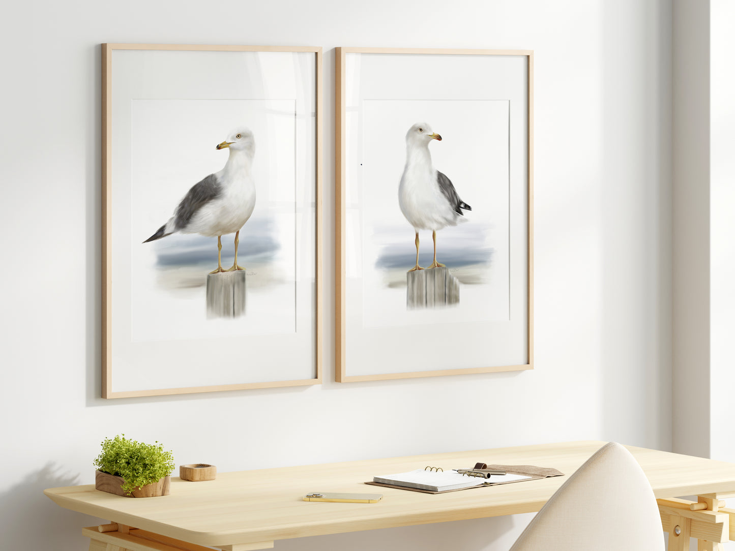 Seagull Bird Art Prints - Set of 2  - Studio Q - Art by Nicky Quartermaine Scott