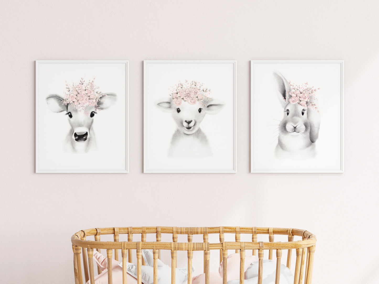 Baby Animal Flower Crown Prints - Set of 3 - Studio Q - Art by Nicky Quartermaine Scott