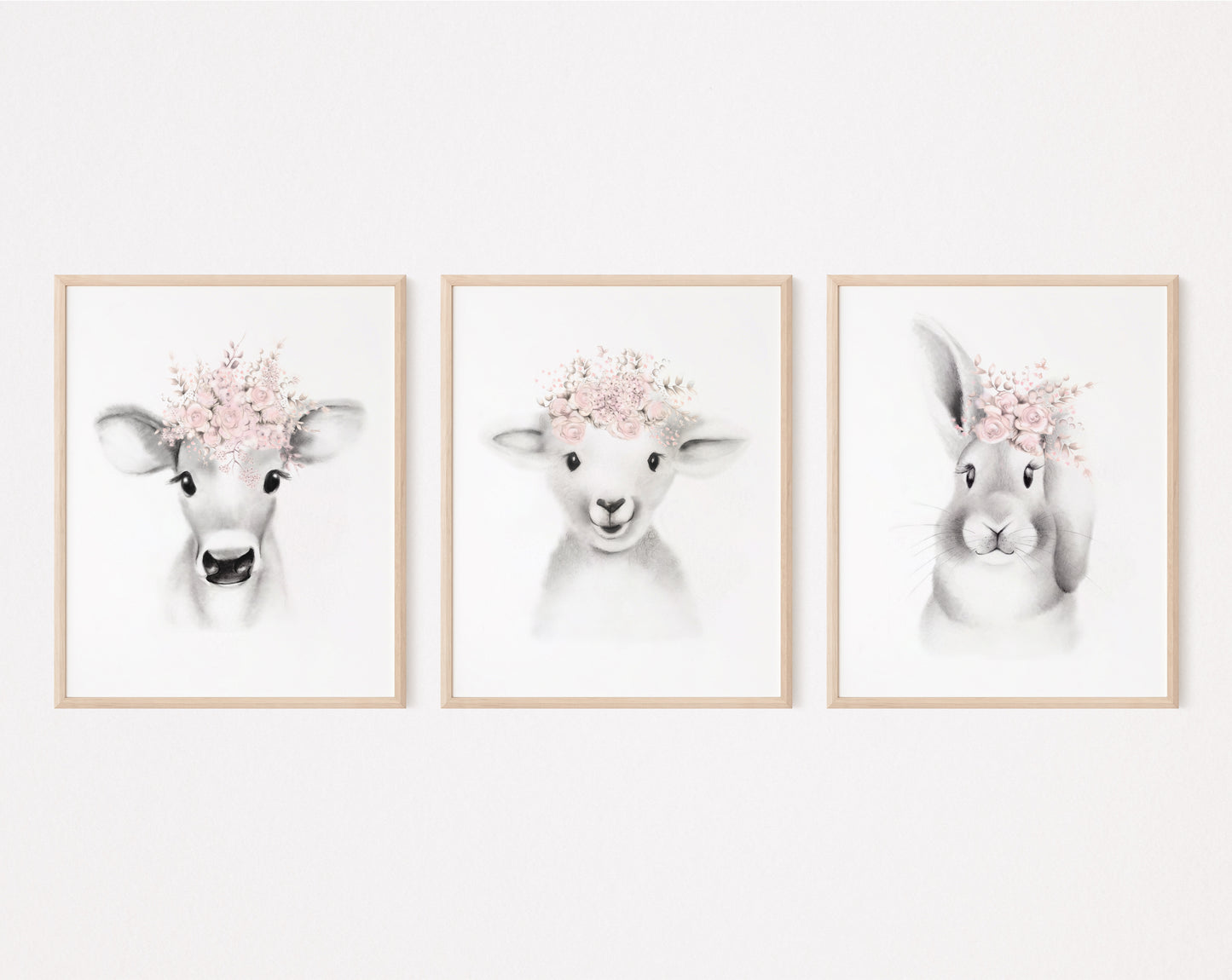 Baby Animal Flower Crown Prints - Set of 3 - Studio Q - Art by Nicky Quartermaine Scott