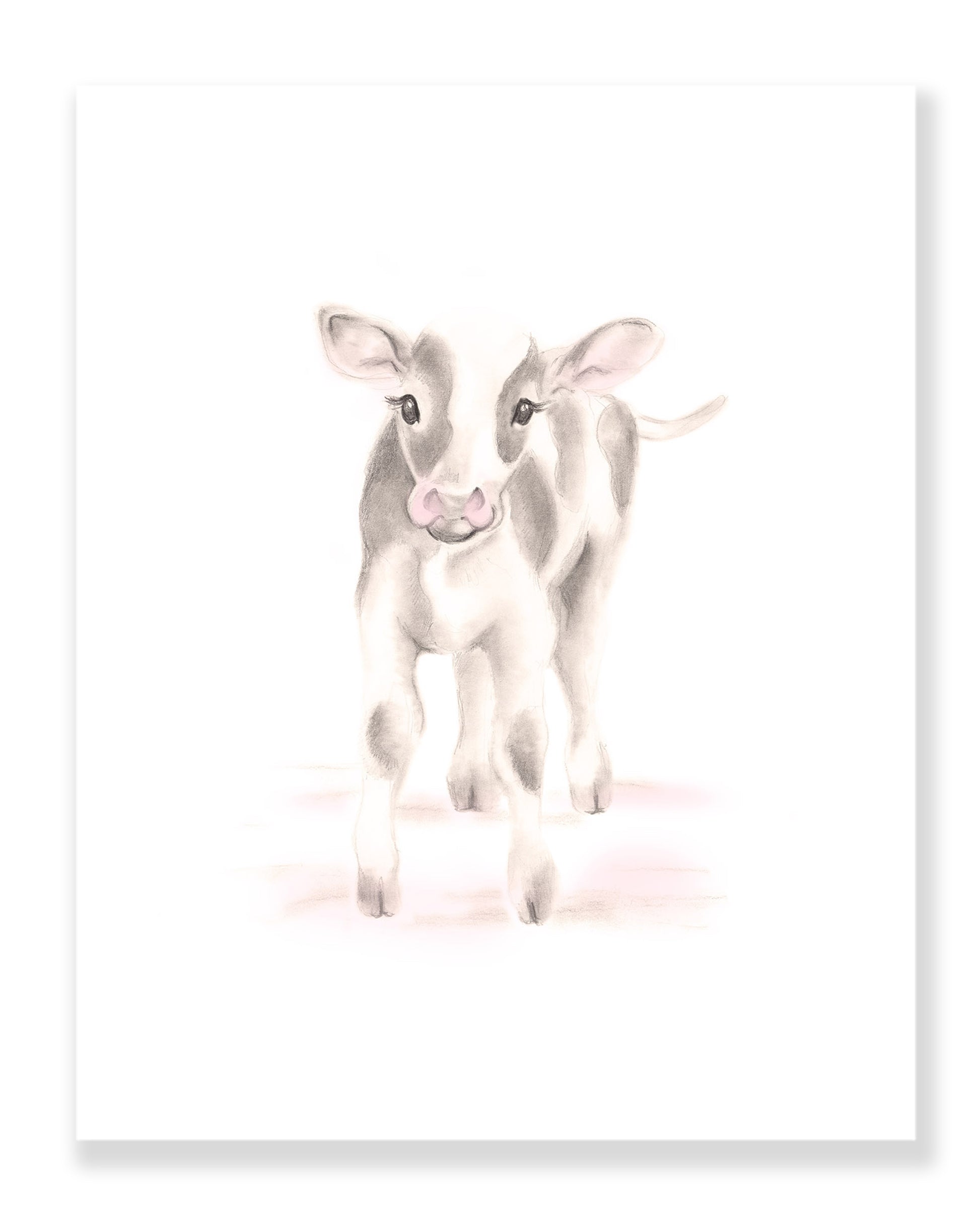 Cow Nursery Art Print in Sweet Blush- Studio Q - Art by Nicky Quartermaine Scott