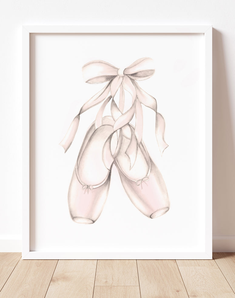 Ballet shoes pencil drawing print - Studio Q - Art by NIcky Quartermaine Scott