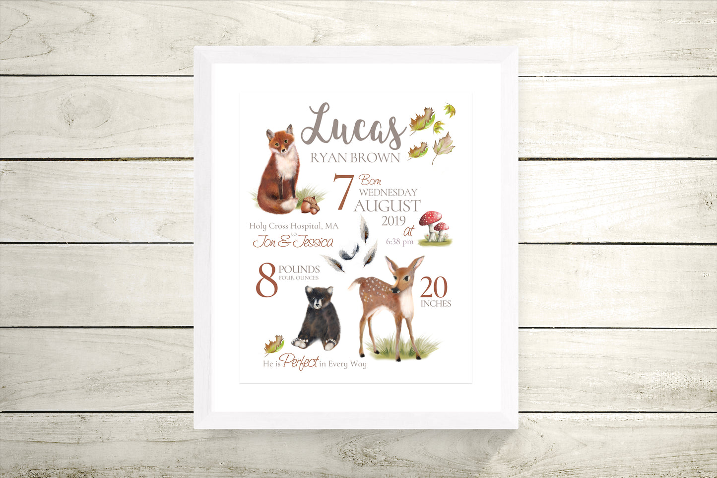 Woodland Birth Announcement Print - Studio Q - Art by Nicky Quartermaine Scott