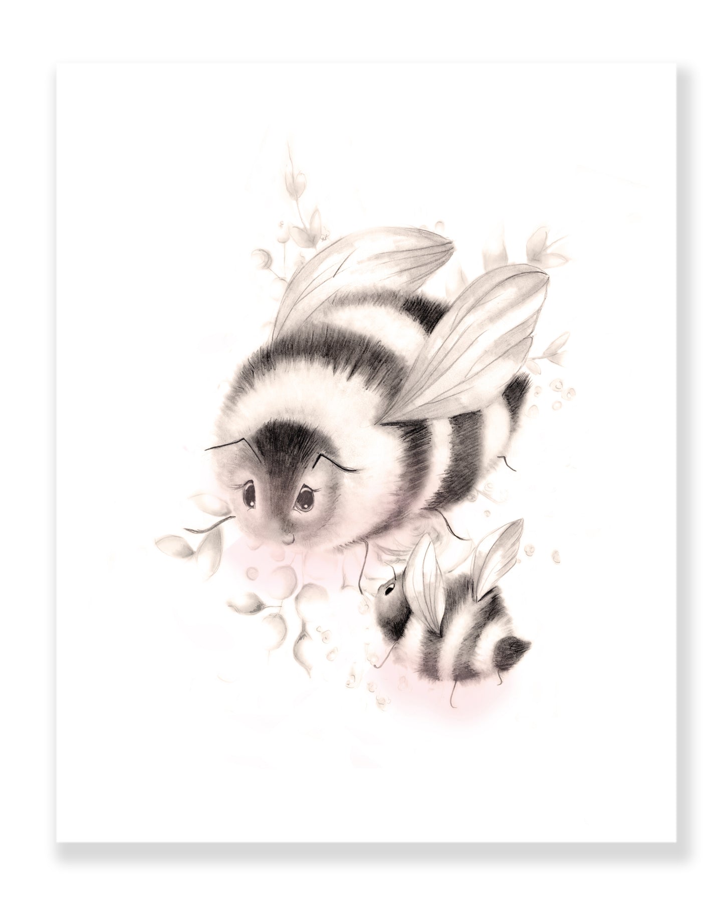 Bumble Bee Nursery Art Print in Sweet Blush- Studio Q - Art by Nicky Quartermaine Scott