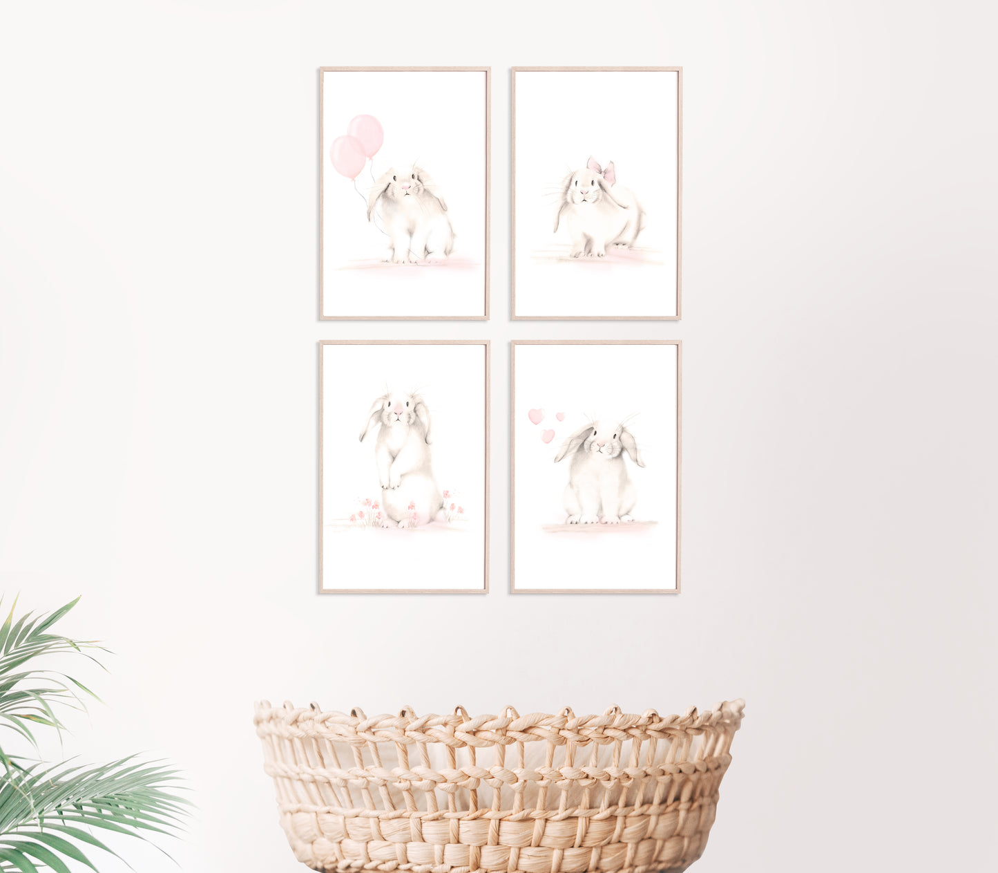 Bunny Art Prints - Sweet Blush - Set of 4