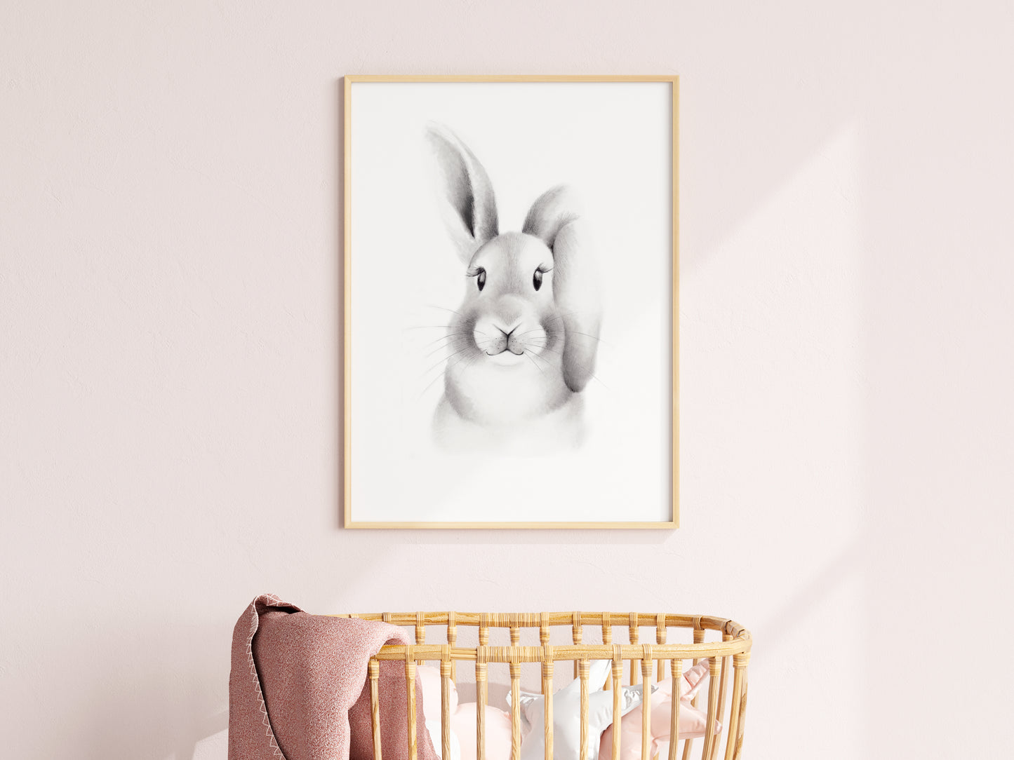 Grey Baby Bunny Nursery Art Print- Studio Q - Art by Nicky Quartermaine Scott