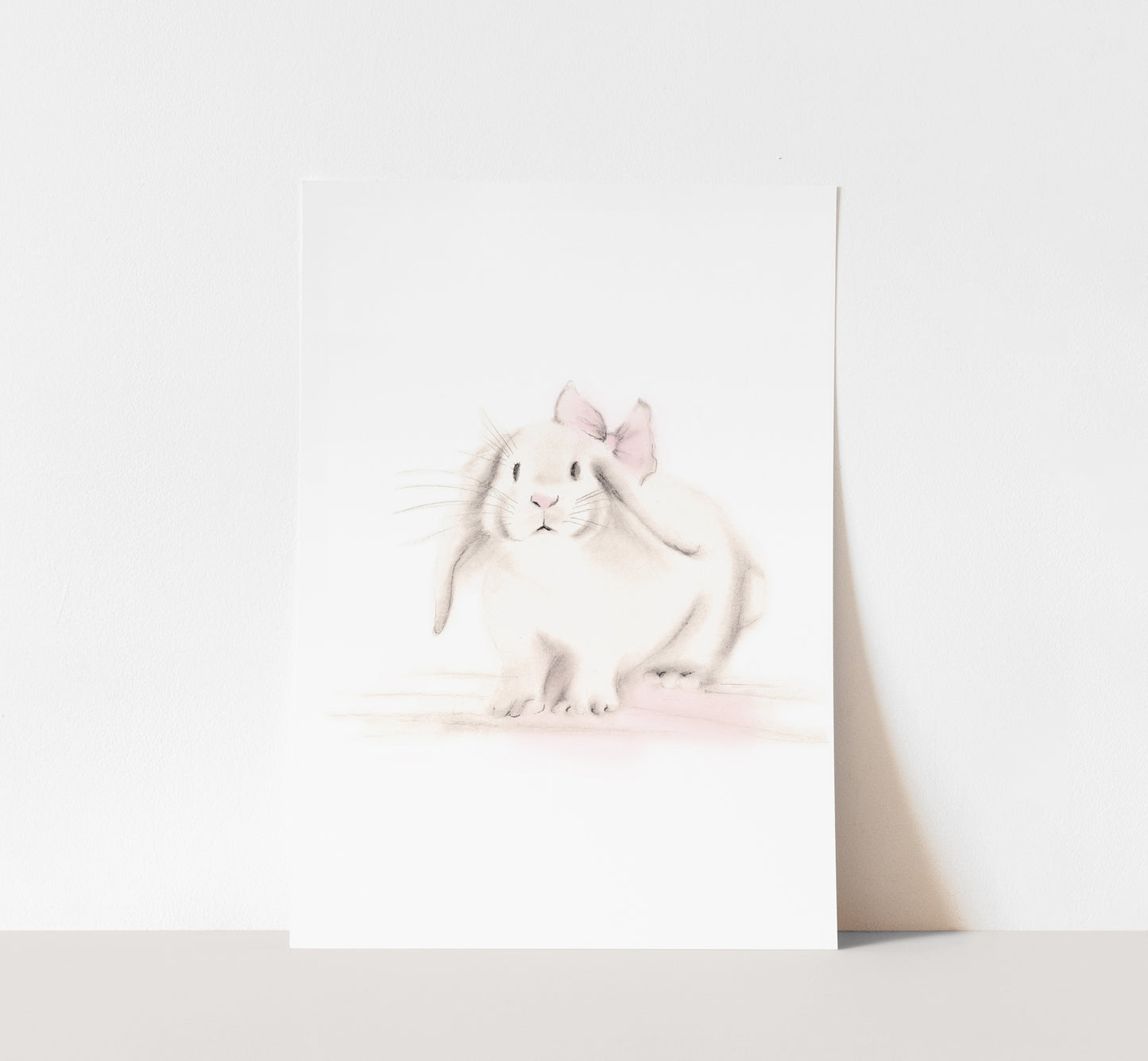 Bunny with Bow Nursery Print - Sweet Blush - Studio Q - Art by Nicky Quartermaine Scott