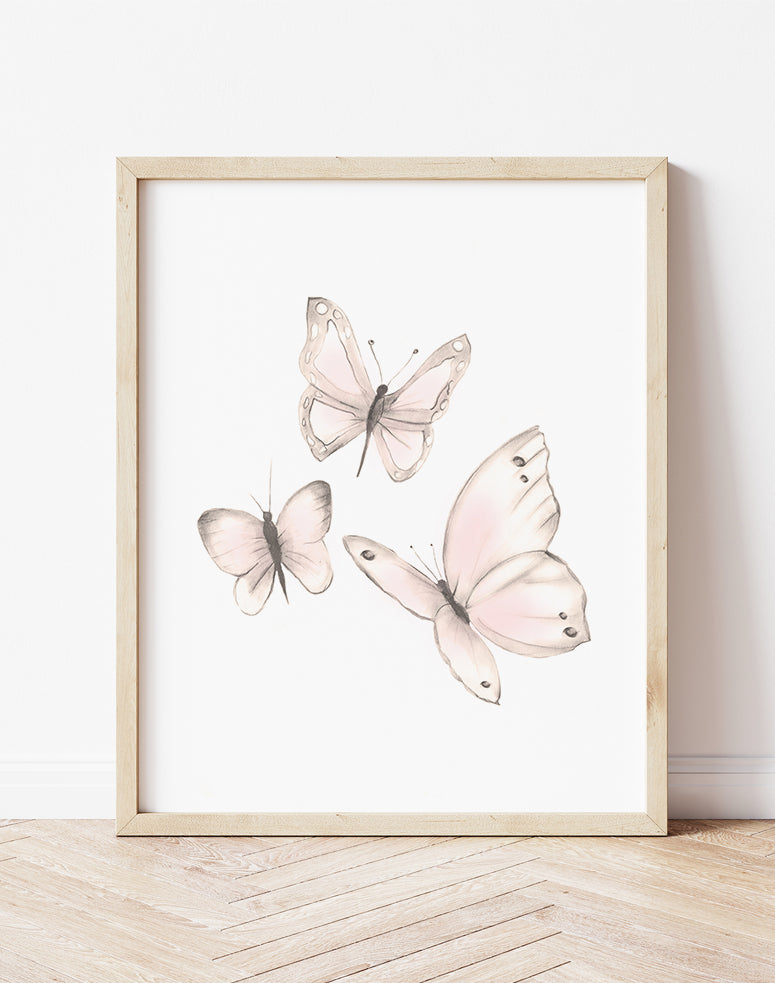 Butterflies Print 1- Sweet Blush- Studio Q - Art by Nicky Quartermaine Scott