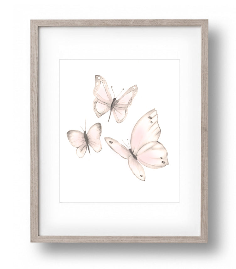 Pink Butterflies Print 1 - Sweet Blush - Studio Q - Art by Nicky Quartermaine Scott