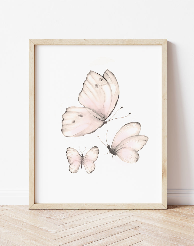 Butterflies Print 2- Sweet Blush- Studio Q - Art by Nicky Quartermaine Scott