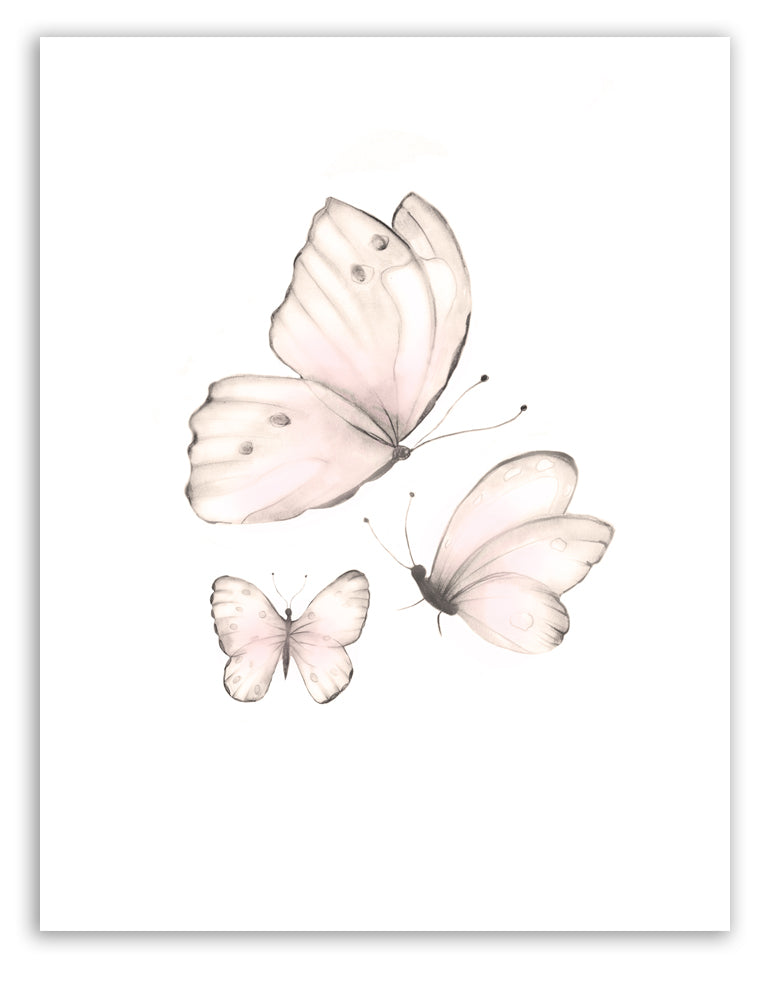 Pink Butterflies Print 2 - Sweet Blush - Studio Q - Art by Nicky Quartermaine Scott