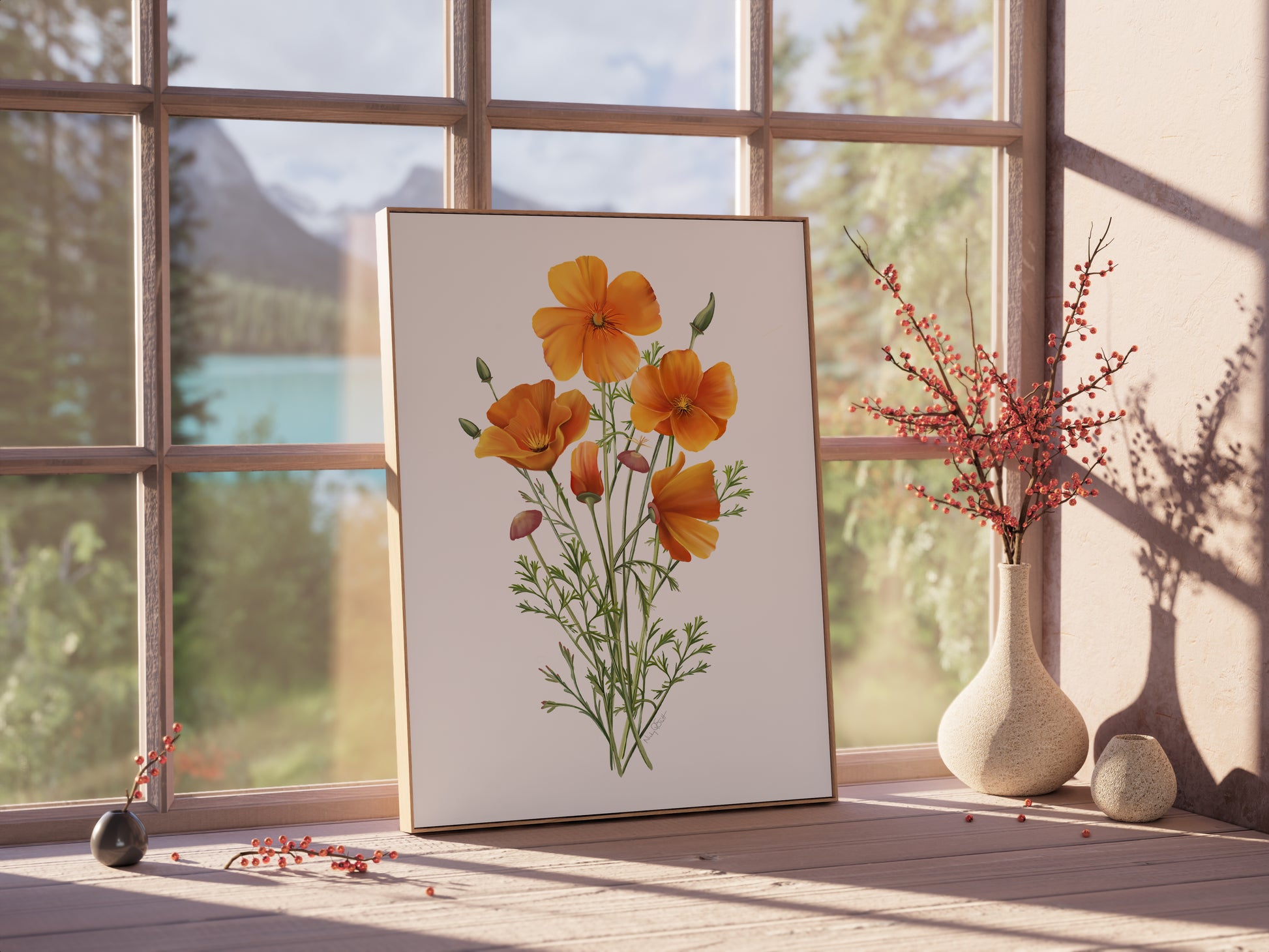 California Poppies Flower Art Print- Studio Q - Art by Nicky Quartermaine Scott