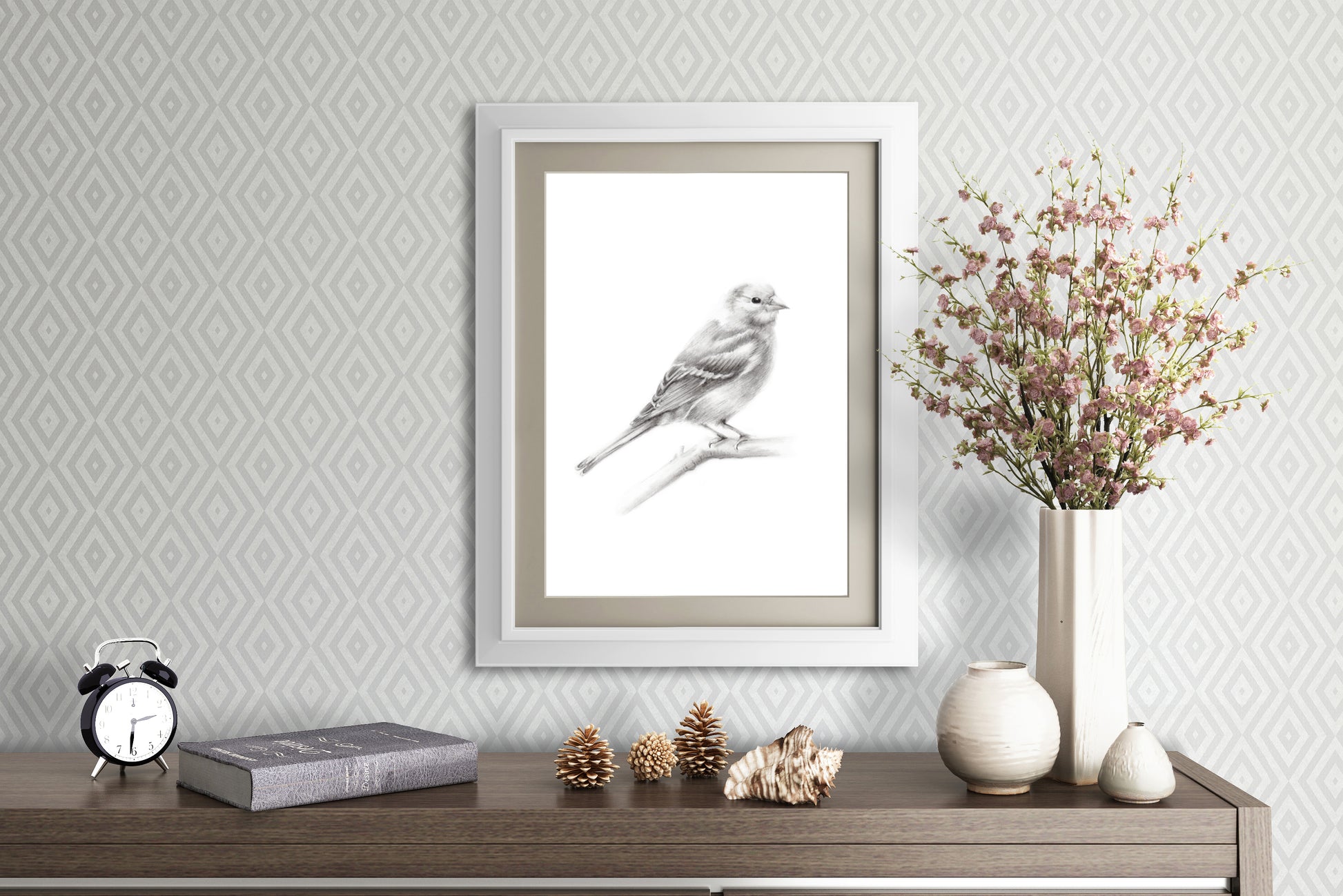 Bird (Chaffinch) Pencil Drawing Print - Studio Q - Art by Nicky Quartermaine Scott