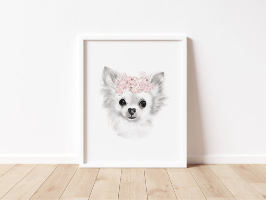 Chihuahua Pup Flower Crown Print - Studio Q - Art by Nicky Quartermaine Scott