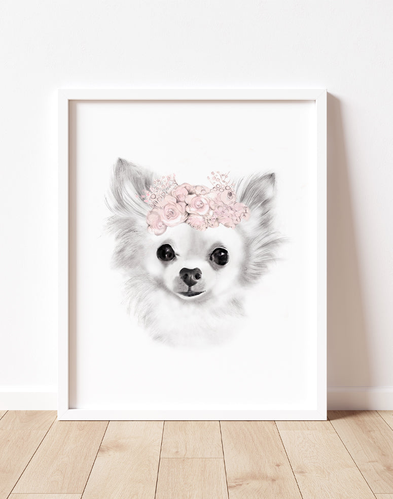 Chihuahua Puppy Pencil Drawing Print- Studio Q - Art by Nicky Quartermaine Scott