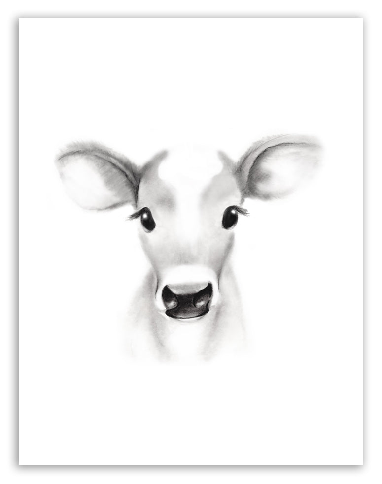Cow Sketch Fluffy Face Print - Studio Q - Art by Nicky Quartermaine Scott