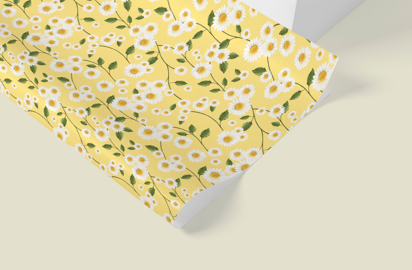 Daisy Flowers in Yellow Wrapping Paper- Studio Q - Art by Nicky Quartermaine Scott