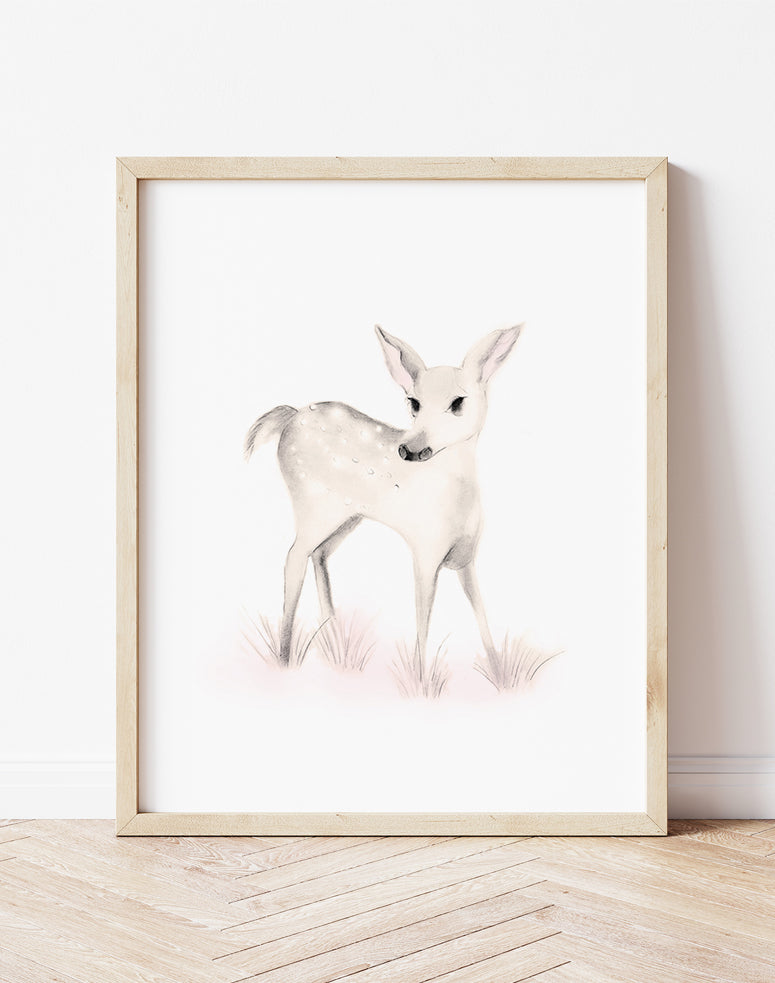 Deer Nursery Art Print - Sweet Blush - Studio Q - Art by Nicky Quartermaine Scott