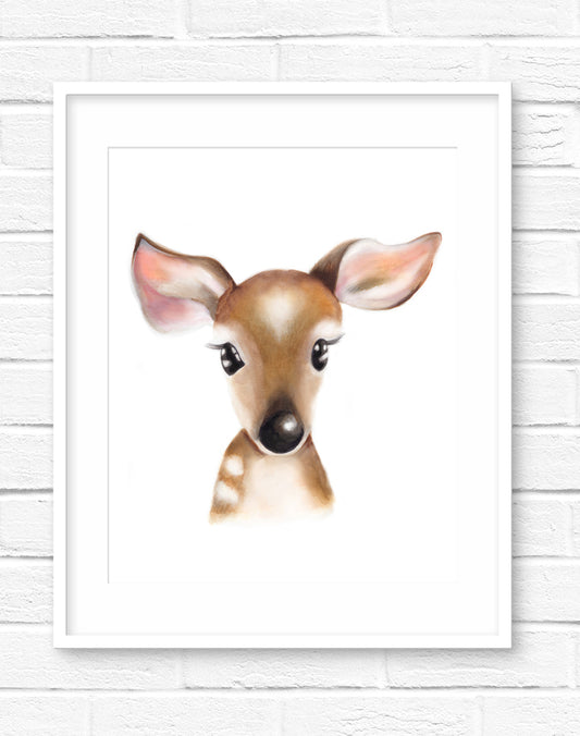 Baby Deer Fluffy Face Print - Studio Q - Art by Nicky Quartermaine Scott