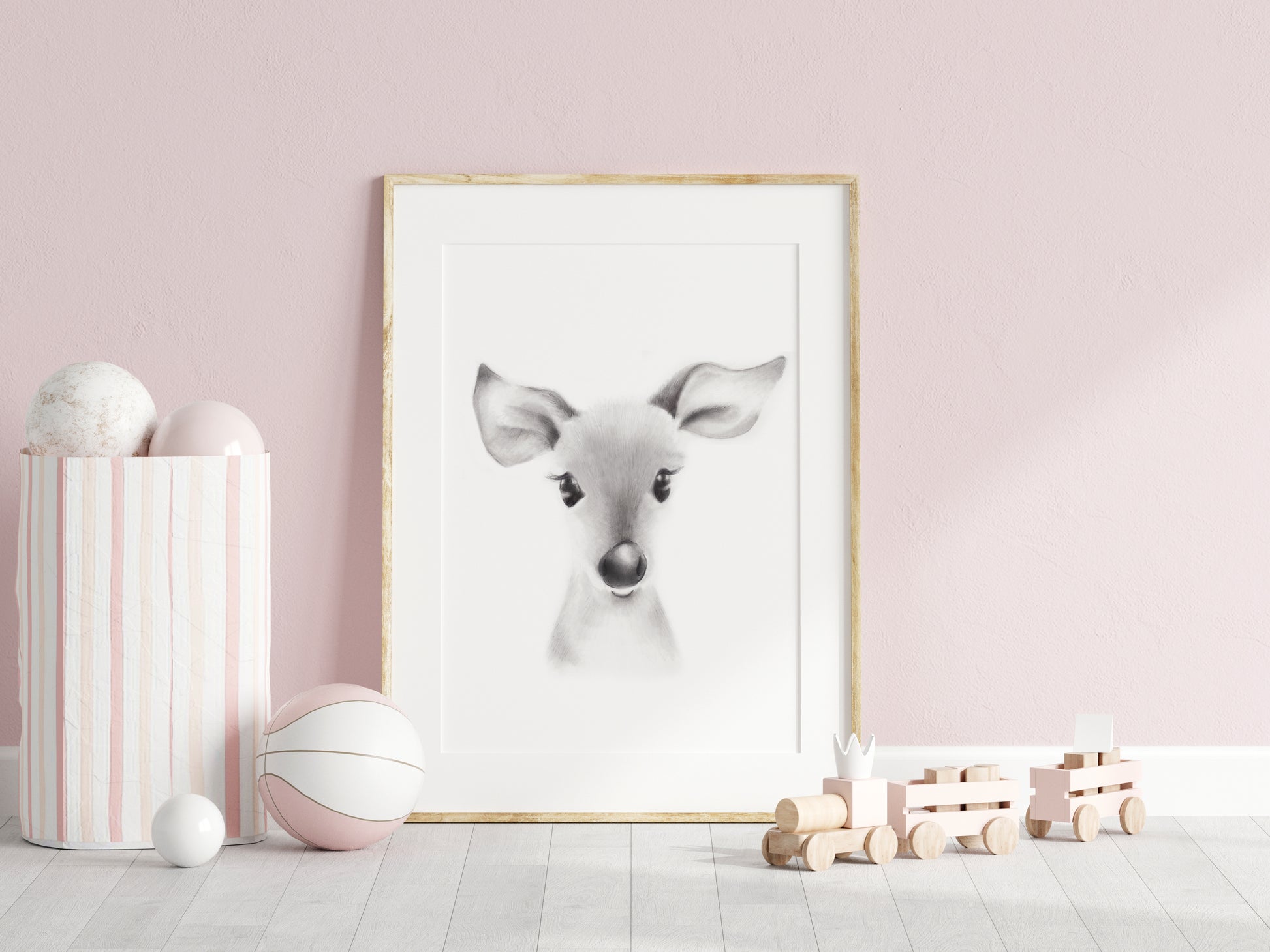 Deer Sketch Fluffy Face Print - Studio Q - Art by Nicky Quartermaine Scott