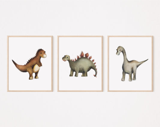 Dinosaur Nursery Prints- Set of 3- Studio Q - Art by Nicky Quartermaine Scott