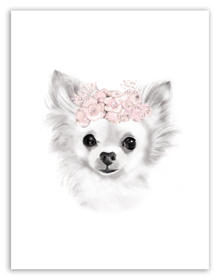 Chihuahua Pup Flower Crown Print - Studio Q - Art by Nicky Quartermaine Scott