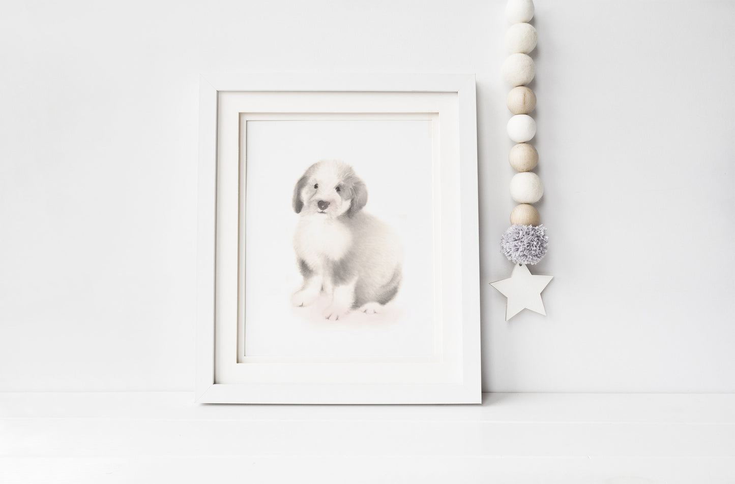 Puppy 2 Nursery Art Print - Sweet Blush - Studio Q - Art by Nicky Quartermaine Scott