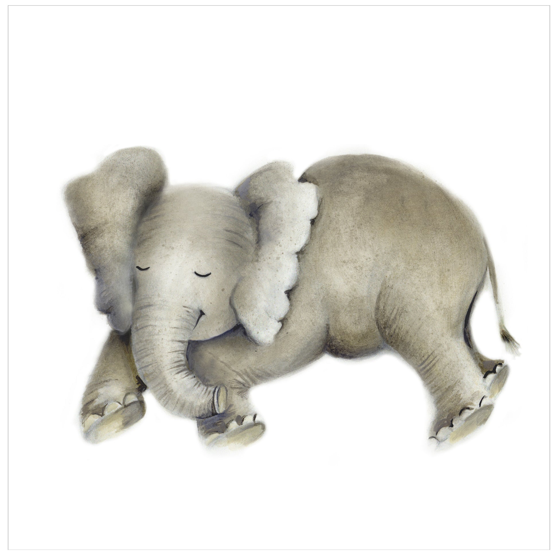 Sleeping Baby Elephant Nursery Art Print - Studio Q - Art by Nicky Quartermaine Scott