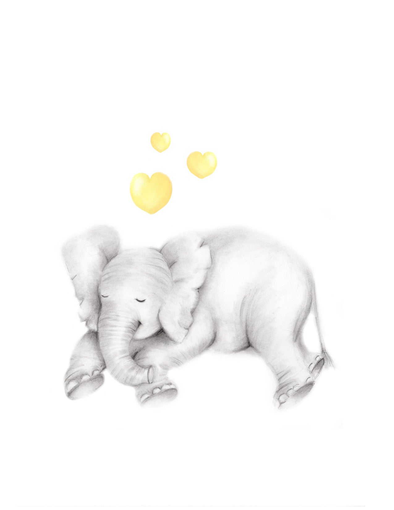 Elephants with Hearts Nursery Art Prints - Set of 3 - Studio Q - Art by Nicky Quartermaine Scott