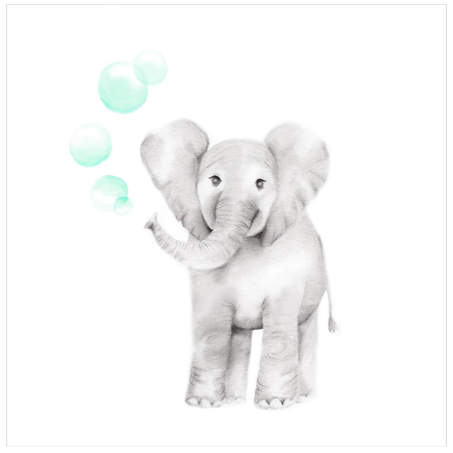 Baby Elephant with Bubbles Print - Studio Q - Art by Nicky Quartermaine Scott