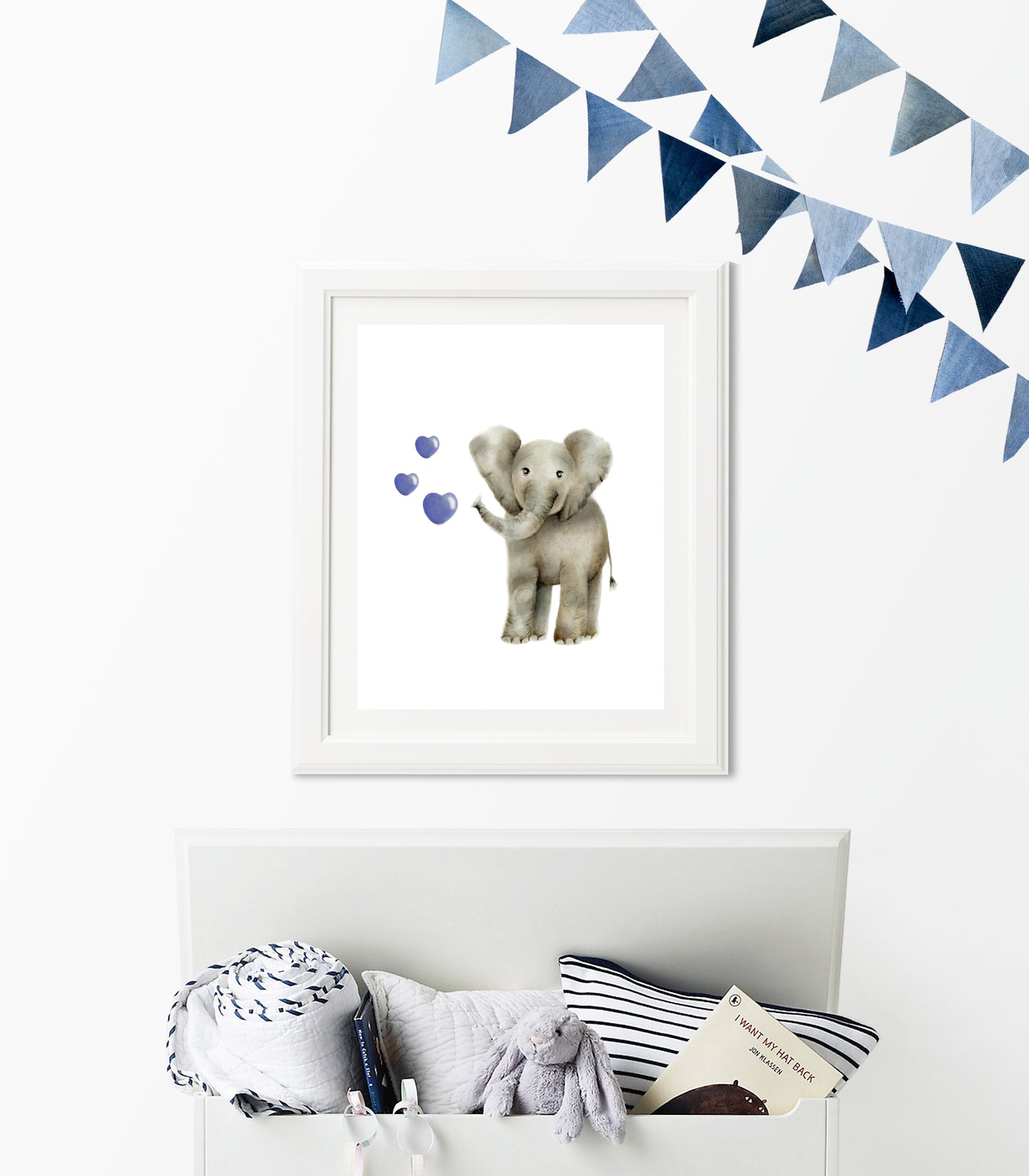 Baby Elephant with Hearts - Studio Q - Art by Nicky Quartermaine Scott