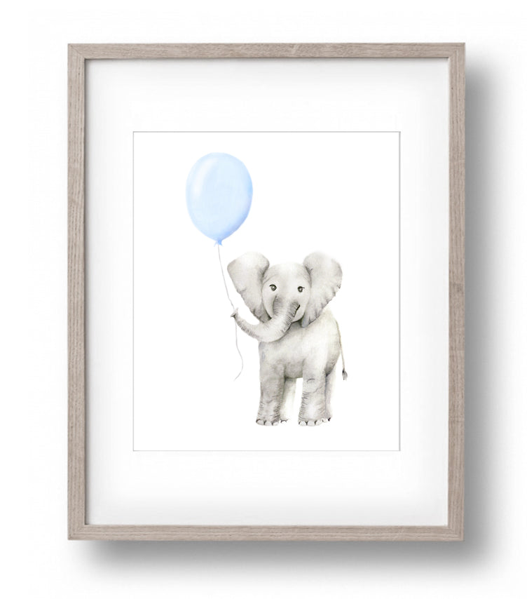 Baby Elephant with Round Balloon Print - Studio Q - Art by Nicky Quartermaine Scott